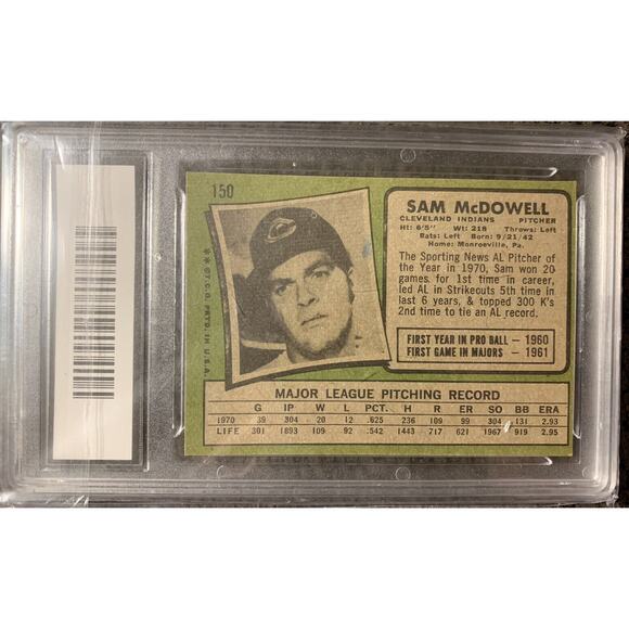 1971 Topps #150 Sam McDowell CLEVELAND Indians NM MINT GMA 8 - Picture 2 of 2